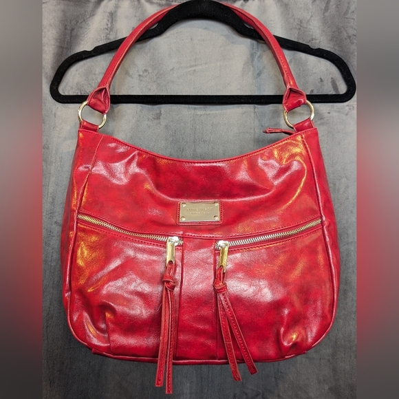 Red Nine West Faux Leather Generous Sized Hobo Bag - Picture 2 of 10